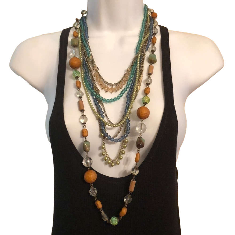 𝅺Curated bundle lot 2 boho style statement necklaces